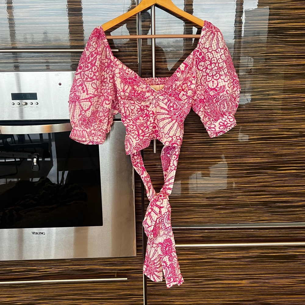 Maeve Tie-Back Printed Crop Top - Picture 3 of 7
